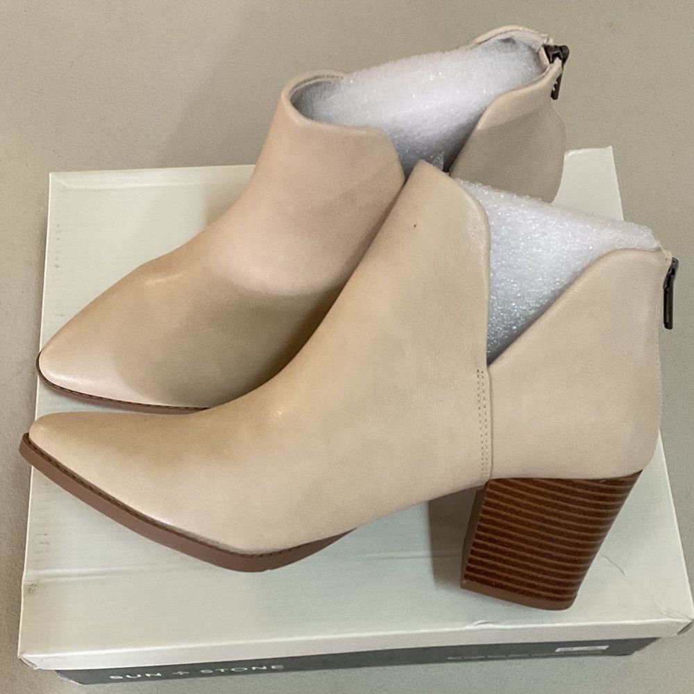 Sun + Stone Cream Ankle Booties